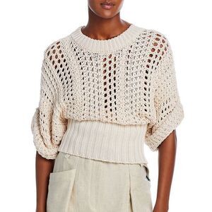 IRO Paris Enata Open Knit Sweater in Sand Small